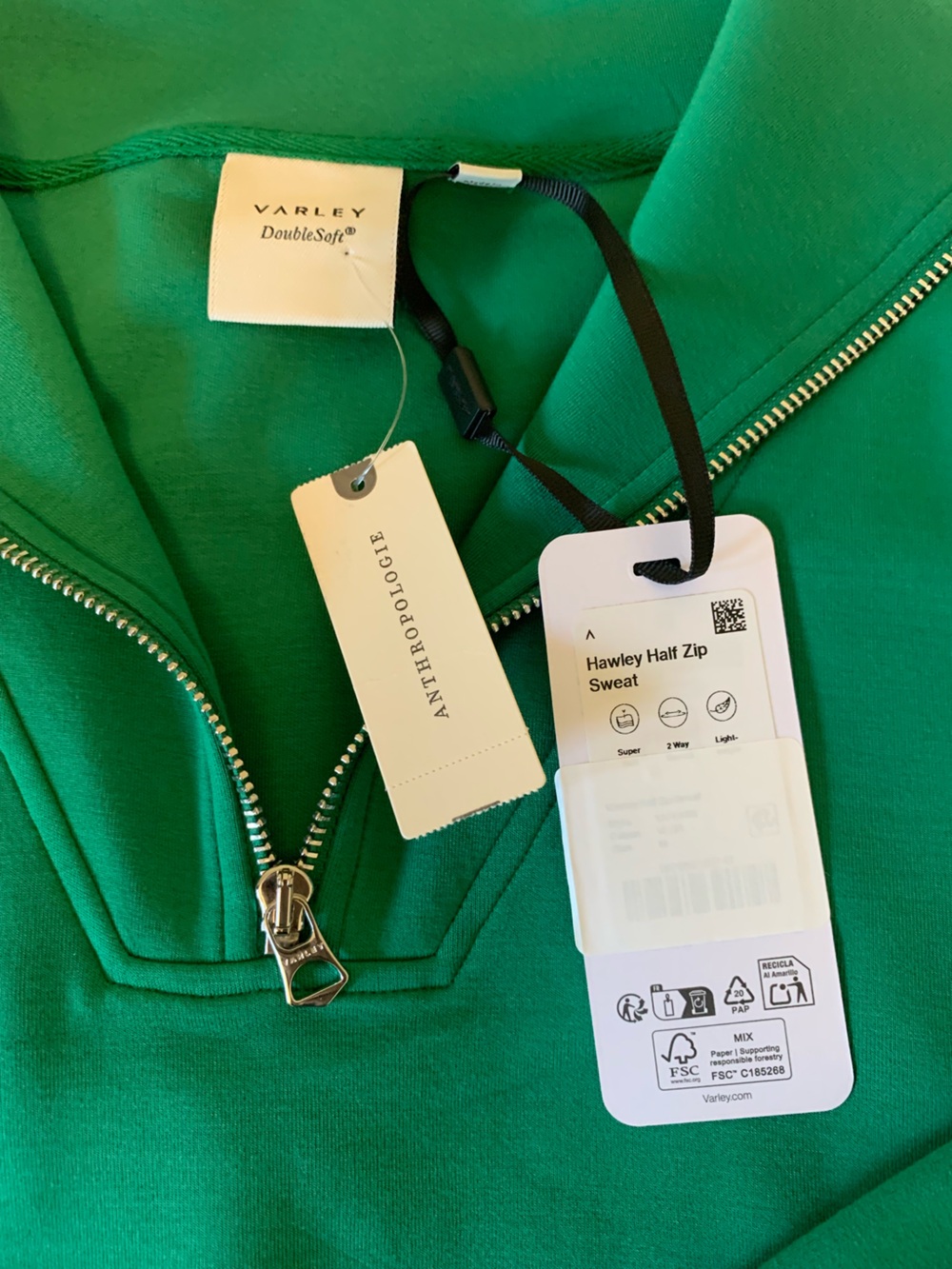 Varley Hawley Half-Zip Sweatshirt Double Soft Anthropologie sz Medium NEW green - Picture 12 of 16
